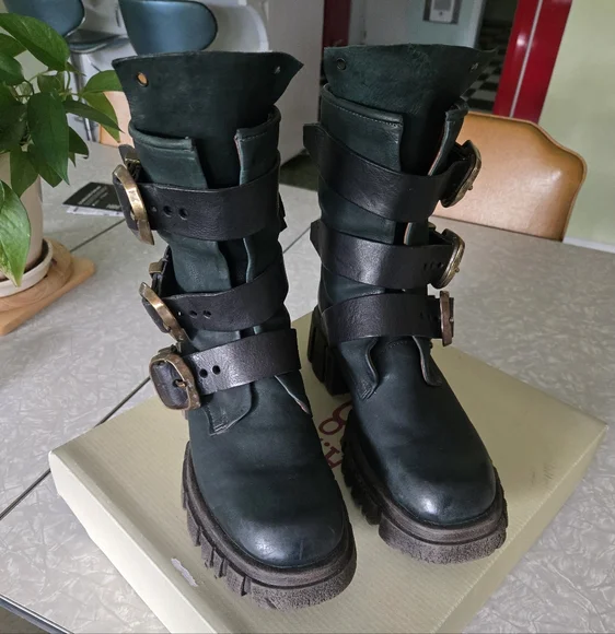 A.S.98 Hamish Lug Sole Boots, Balsamic with Black Straps, size 39 - Picture 13 of 15